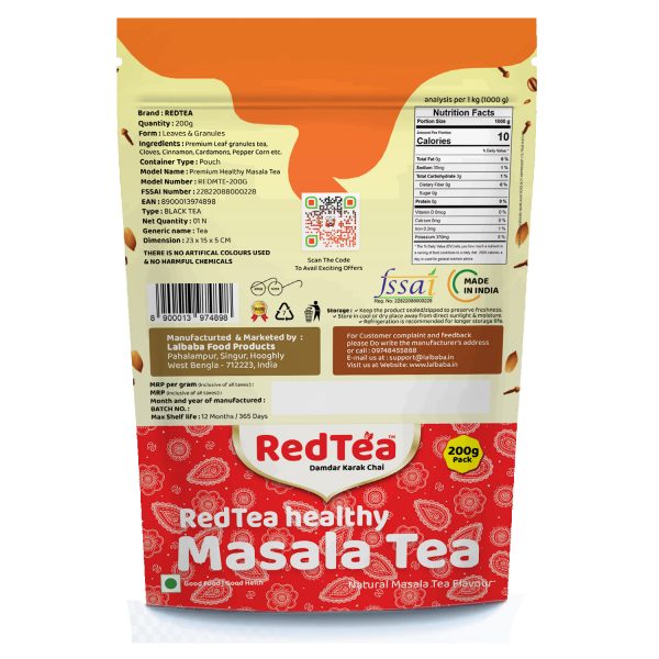 RedTea® Masala Chai + Premium Darjeeling Tea, Combo Pouch Pack of 2 | 400 gm - Image 2