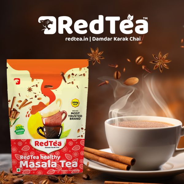 RedTea® Masala Chai + Premium Darjeeling Tea, Combo Pouch Pack of 2 | 400 gm - Image 5