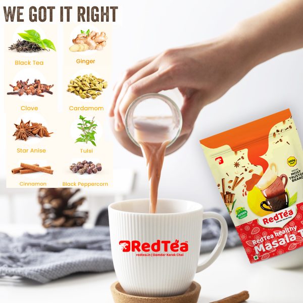 RedTea® Masala Chai + Premium Darjeeling Tea, Combo Pouch Pack of 2 | 400 gm - Image 7