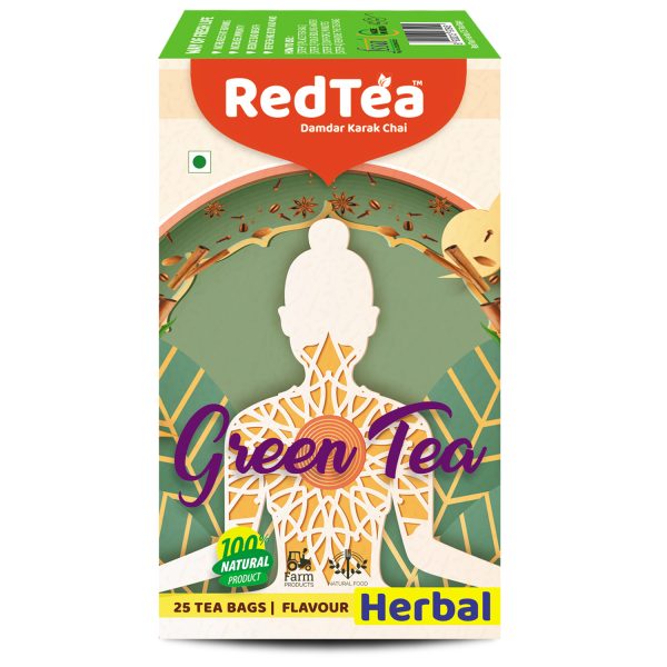 RedTea Premium Herbal Flavored Leaf Green Tea, Immune with Added Vitamin | Herbs Green Tea Box (25 Bags) - Image 3