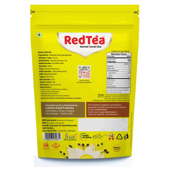 RedTea Premium Darjeeling Tea, Pouch Pack | Loose Leaf Tea for a Rich and Delightful Experience | 200 gm - Image 2