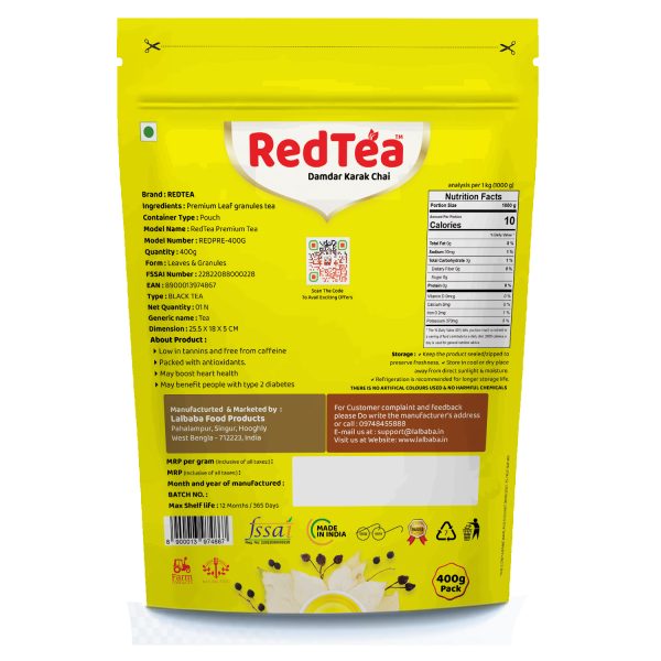 RedTea Premium Darjeeling Tea, Pouch Pack | Loose Leaf Tea for a Rich and Delightful Experience | 400 gm - Image 2