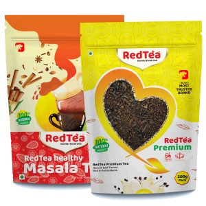 RedTea® Masala Chai + Premium Darjeeling Tea, Combo Pouch Pack of 2 | 400 gm
