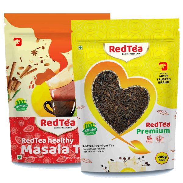 RedTea® Masala Chai + Premium Darjeeling Tea, Combo Pouch Pack of 2 | 400 gm