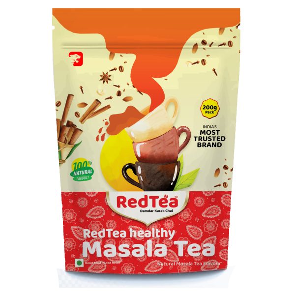 RedTea Masala Chai | Tea, Made with Ginger, Clove, Cardamom, Star anise, Tulsi, Cinnaman & Black peppercorn | Classic Masala Tea | 200 gm