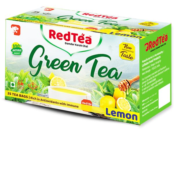 RedTea Premium Lemon Flavored Leaf Green Tea, Immune with Added Vitamin C | Green Tea Box 25 Bags - Image 2