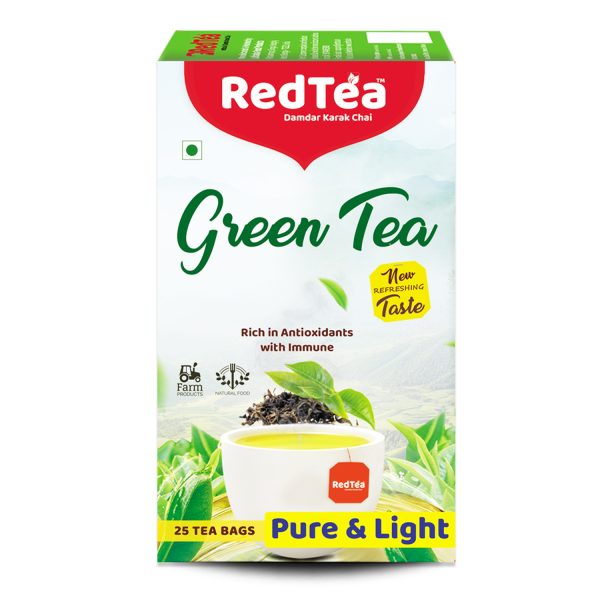 RedTea Premium Pure & Light Flavored Leaf Green Tea, Immune with Added Vitamin | Green Tea Box (25 Bags) - Image 4
