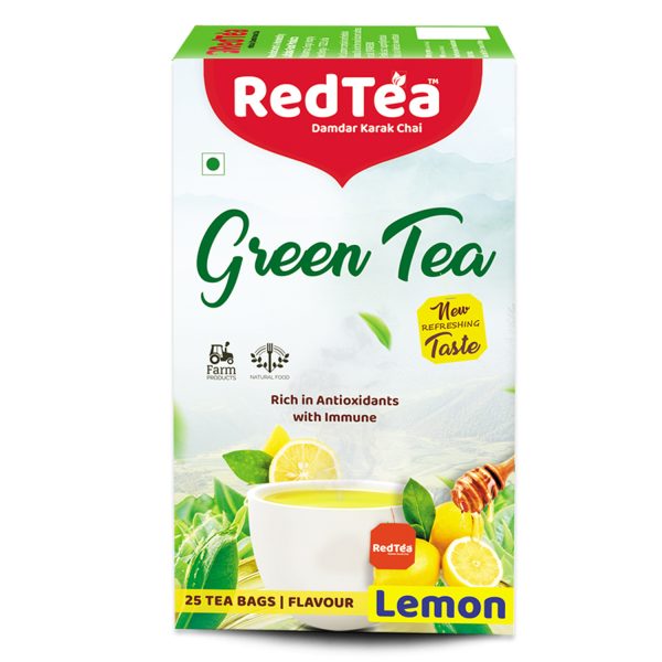 RedTea Premium Lemon Flavored Leaf Green Tea, Immune with Added Vitamin C | Green Tea Box 25 Bags - Image 4
