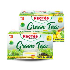 RedTea® Premium Pure & Light Flavored Leaf Green Tea, Immune with Added Vitamin | Green Tea Box Pack of 2 (50 Bags)